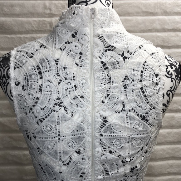 Nazz Couture white crochet turtleneck sleeveless dress. Size S. Minor flaws. - Picture 12 of 16